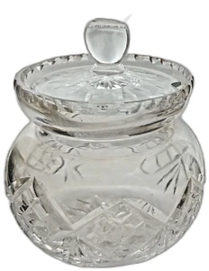 Vintage crystal glass hand cut pot with lead preserve/jam/sugar pot - Picture 1 of 20