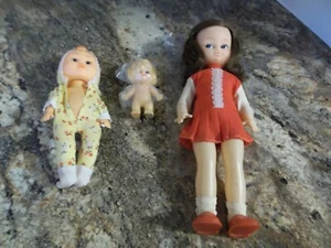 Vintage Dolls - 3 Faced Rubber Head Plastic Body Doll, Mangelsen Doll - Lot of 3 - Picture 1 of 17