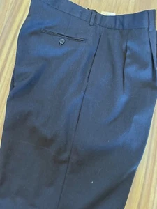NWT 40R Wool Navy Robert Villini Comfort Touch Pleated Unhemmed Pant - Picture 1 of 8