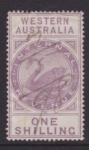 WESTERN AUSTRALIA SCARCE 1898 1/- Dull Purple IR SWAN REVENUE USED (NG41.6) Cover