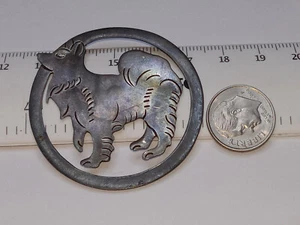 VINTAGE TAXCO 925 AE EAGLE 23 FLUFFY DOG CIRCLE BOOK MARK 1 15/16", 7.6GRAMS - Picture 1 of 3