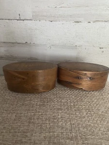 Antique Primitive Lapped Oval Boxes - Picture 1 of 5