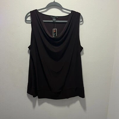 TOP SUZIE IN THE CITY~3/4~Miss 2X~NUEVO CON ETIQUETAS~Rocker Cuello Capucha Marrón Brezo Foto 1 de 4