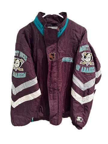 Rare Vintage Anaheim Mighty Ducks Center Ice Starter Jacket Size XL Cover