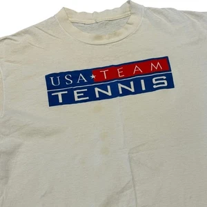 Camiseta de tenis del equipo de Estados Unidos de los 90 de colección Get In The Game blanca adulto M puntada única - Imagen 1 de 7