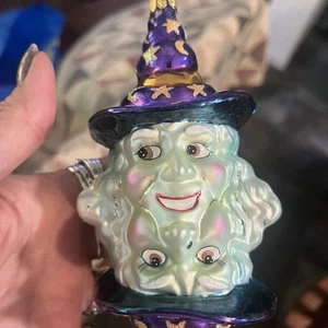 NUEVO CON ETIQUETAS Radko GOOD WITCH BAD WITCH Ornamento 6.25” Cara de Bruja CAJA 00-119-0 Halloween - Imagen 1 de 7