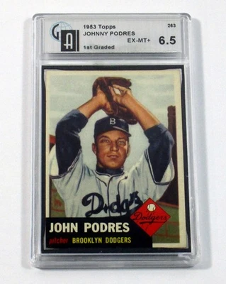 1953 Topps Baseball Johnny Podres #263 Brooklyn Dodgers GAI 6.5 - Image 1 of 2