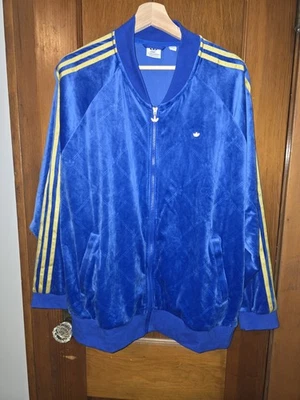 Womens Adidas Velvet Blue and Gold Zip Up Hoodie Size Medium Excellent Condition - Image 1 of 3
