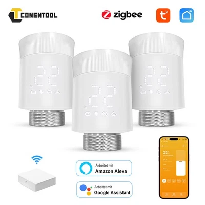 Tuya Zigbee SMART Heizkörper Thermostat Set Ventil für Alexa Google WLAN App DHL - Bild 1 von 4