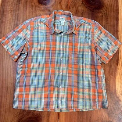 NEW LL Bean Men's Shirt XL Plaid Cotton Button Slightly Fitted Organic S/S RR25 - Image 1 of 4
