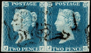 GB QV SG6 1840 2d azul pálido. PL 1 par. Fino - Imagen 1 de 12