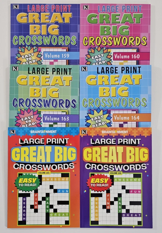 2 Kappa Large Print Great Big Crosswords Puzzle Book Volume 92 & 93 Year 2018