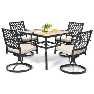 90cm Square Outdoor Patio Dining Table Steel Frame Weatherproof - Picture 1 of 11