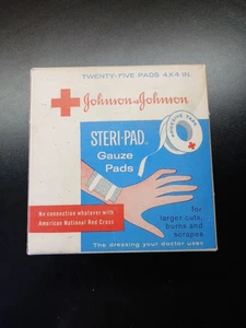 Vintage 60's Johnson & Johnson Red Cross Gauze Steri-Pad Packages Almost Full - Picture 1 of 5