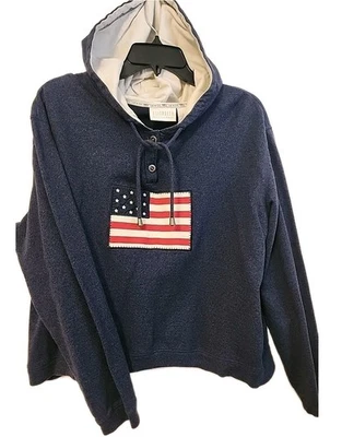 Elizabeth By Liz Claiborne Womens Blue Hoodie Patriotic Heavyweight Size 1 - Image 1 of 4