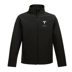 Tesla Motors Cars Electric F1 Racing Lightweight Softshell Jacket Black - Picture 1 of 3