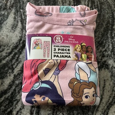 NUEVO Disney Princesa Niña 4/5 Rosa Suave Pijama Pijama 2 piezas Conjunto Ropa de Dormir Foto 1 de 4