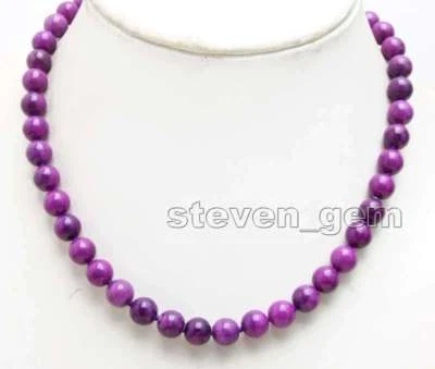 Collar de Sugilite de Piedra Púrpura Natural Redondo de 8 mm para Mujer Joyería Gargantillas 17""  Foto 1 de 4