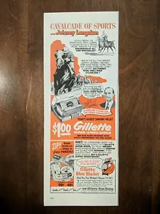 1952 American Jockey Johnny Longden Gillette Rasierer Druckanzeige - Bild 1 von 1