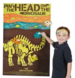 DINOSAUR Birthday PARTY GAME poster stickers blindfold 2-8 players dino dig bone - Picture 1 of 2