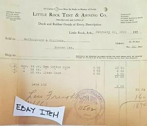 1926 Little Rock Ark. Little Rock Tent & Awning Co. Duck and Rubber Goods - Picture 1 of 1