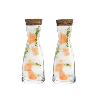 Bormioli Rocco Set Of 2 Ypsilon Carafe, With Natural Cork Top Lid,18.5 OZ - Image 1 of 4