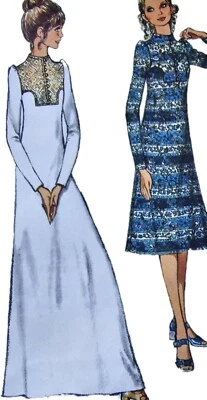 1960s Stand Collar Puff Sleeve A Line Wedding Dress Sewing Pattern Style 3055 - Image 1 of 3