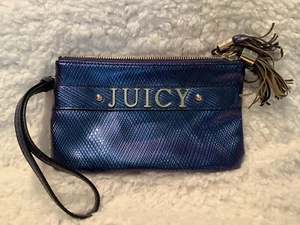 JUICY COUTURE - Royal Blue Double Zip Wristlet Clutch Purse Exquisite - Classy - Picture 1 of 4