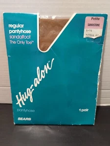 NOS Vintage Sears Hug-alon Sandalfoot Panty Hose PETITE Sandstone Color - Picture 1 of 4