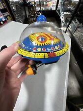Vintage RUSSIAN Tin Litho Flying Saucer Wind Up Toy WORKING FREE SHIPPING!!