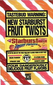 VINTAGE DRUCK WERBUNG STARBURST FRUIT Twists Candy Chews von MARS 1997 - Bild 1 von 1