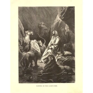 Daniel in der Löwenhöhle - antike Gustave Dore Illustration rahmenbar 8 x10 Port - Bild 1 von 4