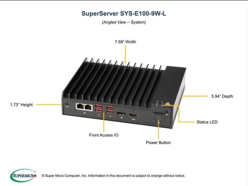 SUPERMICRO Mini PC Server System Intel Core i3 8th Gen 32GB DDR4 2666 E100-9W-L- - Image 1 of 1