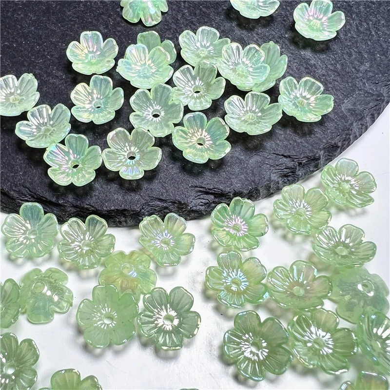 100 tapas de cuentas acrílicas multicolores de 5 pétalos hágalo usted mismo hallazgos de joyería artesanía 10 mm Foto 1 de 4