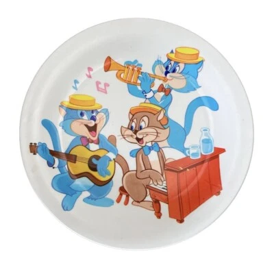 Vintage Melamine Child’s Plate Cartoon Musical Cats 60s 70s - image 1 of 4
