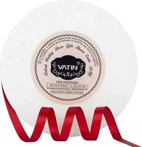 VATIN Solid Color Double Faced Red Satin Ribbon 1/4" Wide 50-Yards Long Perfect  - Picture 1 of 2