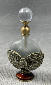 Art Nouveau Bell E`poque Perfume Vidrio Frasco Francia Color Esmalte con Calle - Imagen 1 de 7