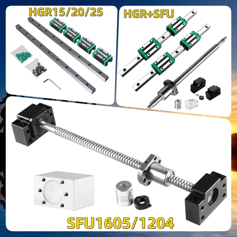 HGR15 HGR20 HGR25 Linearführung Rail+ SFU1605 SFU1204 Kugelumlaufspindel CNC DIY - Bild 1 von 4