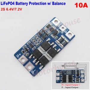 2S 10A 6.4V 7.2V w/ Balance 18650 LiFePO4 Battery BMS Charger Protection Board - Picture 1 of 4