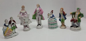 6 European Men Women VTG Porcelain Figurine Lot Occupied Japan Rare Antique - Picture 1 of 19