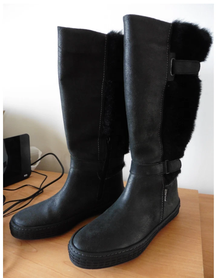 BOCAGE Bottes originales en cuir noir et fourrure Pointure 37 - Photo 1/4