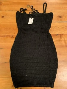 Miou Muse Häkelnetzkleid knielang in schwarz - Bild 1 von 4