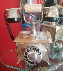 Telefono In Onice E Ottone Anni 70 Funzionante - Photo 1/10
