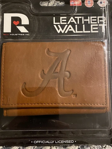 Rico Industries Alabama Brown Leather Wallet Billfold Cover
