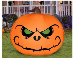 5' Halloween LED Inflatable Reaper Pumpkin Head Jack-O-Lantern Yard Decoration - Picture 1 of 8