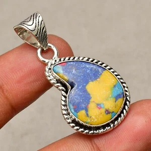 Colgante de joyería hecha a mano de plata de ley 925 con piedras preciosas de calílice arco iris de 1,41" - Imagen 1 de 8
