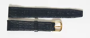 CINTURINO ORIGINALE ZENITH VINTAGE ANSA 16 mm: VERO COCCODRILLO NERO - Foto 1 di 3