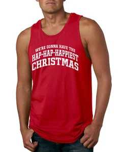 Camiseta sin mangas roja vintage clásica colección de citas de películas navideñas para hombre - Imagen 1 de 11
