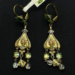 Earrings Lovely Michal Negrin Crystals Flowers roses old collection Israel - Picture 1 of 12