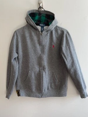 Polo Ralph Lauren Full Zip Hoodie Jacket Youth L 14-16 Gray  Green Buffalo Plaid - Image 1 of 4